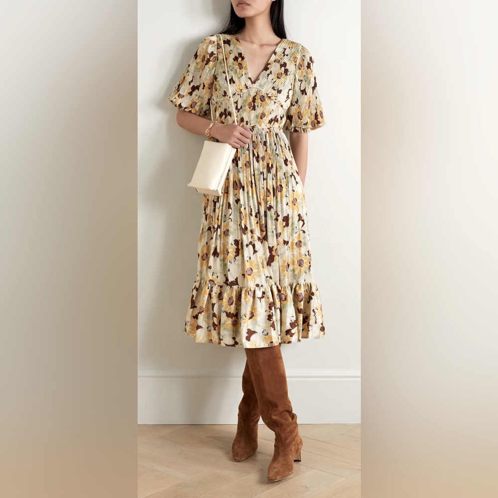 POLO RALPH LAUREN
Ltiti floral-print plissé-crepe midi dress Sz 4